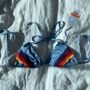 Aviator Nation Blue 5 Stripe Swimsuit top. New with Tags!